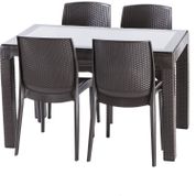 70cm *120cm Kahverengi Raddan Masa Sandalye Takımı Raddan Sandalye Rattan Masa Sandalye Mobilya Seti