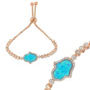 A.C Silvers Mavi Opal Fatma Eli Asansör Gümüş Kadın Bileklik