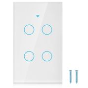 Akıllı WiFi Anahtarı, WiFi Dokunmatik Ekran Anahtarı Alexa için Tek Daire Google 4 Yönlü AC Alexa, Google Home veya Google Nest için Mükemmel 100-250V (白色)