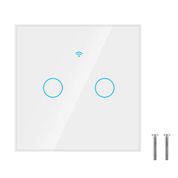 Akıllı WiFi Dokunmatik Anahtar Cam Panel, WiFi Dokunmatik Ekran Anahtarı Tek Dairesel Alexa Google 2 Yollu AC 100-250V () için