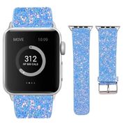 Apple Watch ile uyumlu Akıllı Saat Bantları-Kordonlar-Kayışlar, 38mm 40mm 42mm 44mm ölçülerine uygun, Kadınlar için Watch Bant Bileklik, Simli Pullu Parlak Kayış, Apple Watch Seri 4/3/2/1 ile Uyumlu (38mm/40mm, Pullu Mavi)