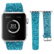 Apple Watch ile uyumlu Akıllı Saat Bantları-Kordonlar-Kayışlar, 38mm 40mm 42mm 44mm ölçülerine uygun, Kadınlar için Watch Bant Bileklik, Simli Pullu Parlak Kayış, Apple Watch Seri 4/3/2/1 ile Uyumlu (38mm/40mm, Pullu MaviYeşil)