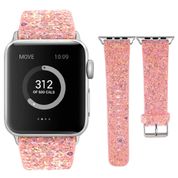 Apple Watch ile uyumlu Akıllı Saat Bantları-Kordonlar-Kayışlar, 38mm 40mm 42mm 44mm ölçülerine uygun, Kadınlar için Watch Bant Bileklik, Simli Pullu Parlak Kayış, Apple Watch Seri 4/3/2/1 ile Uyumlu (38mm/40mm, Pullu Turuncu)