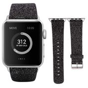 Apple Watch ile uyumlu Akıllı Saat Bantları-Kordonlar-Kayışlar, 38mm 40mm 42mm 44mm ölçülerine uygun, Kadınlar için Watch Bant Bileklik, Simli Pullu Parlak Kayış, Apple Watch Seri 4/3/2/1 ile Uyumlu (42mm/44mm, Parlak Siyah)