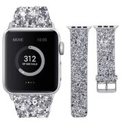 Apple Watch ile uyumlu Akıllı Saat Bantları-Kordonlar-Kayışlar, 38mm 40mm 42mm 44mm ölçülerine uygun, Kadınlar için Watch Bant Bileklik, Simli Pullu Parlak Kayış, Apple Watch Seri 4/3/2/1 ile Uyumlu (42mm/44mm, Pullu Gümüş)
