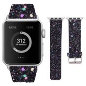 Apple Watch ile uyumlu Akıllı Saat Bantları-Kordonlar-Kayışlar, 38mm 40mm 42mm 44mm ölçülerine uygun, Kadınlar için Watch Bant Bileklik, Simli Pullu Parlak Kayış, Apple Watch Seri 4/3/2/1 ile Uyumlu (42mm/44mm, Pullu Siyah)