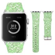 Apple Watch ile uyumlu Akıllı Saat Bantları-Kordonlar-Kayışlar, 38mm 40mm 42mm 44mm ölçülerine uygun, Kadınlar için Watch Bant Bileklik, Simli Pullu Parlak Kayış, Apple Watch Seri 4/3/2/1 ile Uyumlu (42mm/44mm, Pullu Turkuaz)