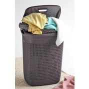 Arma House Örgü Desenli Mürdüm Rengi 65 lt Plastik Kirli Çamaşır Sepeti
