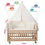 Baby Plus 60x120 cm Doğal Ahşap Bebek Karyola