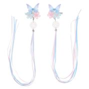 Beaupretty 1 Çift Kelebek Saç Klipler Çin Tarzı Saç Kelepçeleri Çocuk Hanfu Headdress ( Mavi Pembe )