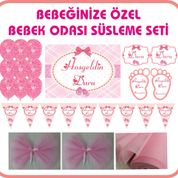 Bebeğinize Özel Kız Hastane Bebek Odası Süsleme Seti, Bebek odası kapı süsü, Bebek odası süsleri. k8