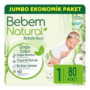 Bebem Natural Jumbo Ekonomik Beden:1 2-5 kg Yenidoğan 80 Adet Bebek Bezi