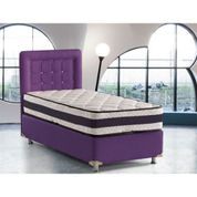 Belletto 90x190 cm Tek Kişilik Mor Deri Baza ve Başlık