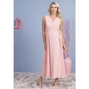 Casual 8112 Pudra Uzun Şifon Hamile Abiye Elbise