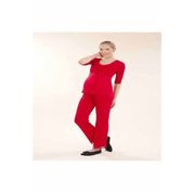 Chezmam Kırmızı Dantelli Yırtmaçlı Emzirme Pijama