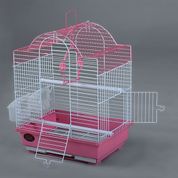 DaYang İki Kapılı Kubbeli Pembe Beyaz 295x223x385 mm Muhabbet Kuşu Kafesi