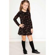 Defacto K3635A6.18WN.BK27 Siyah Kız Çocuk Floral Desenli Elbise