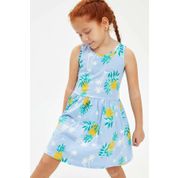 DeFacto M8066A6.20SM.BE409 Mavi Baskılı Kolsuz Örme Kız Çocuk Elbise