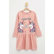 DeFacto N4637A620SPPN111 Unicorn Baskılı Örme Kız Çocuk Elbise