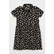 DeFacto R7856A620SPBK22 Baskılı Düğmeli Dokuma Kız Çocuk Elbise