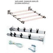 Duvara Monteli Paslanmaz Makaralı Katlanır Çamaşır Askısı Ayarlanabilir Çamaşır Askısı Duvara Montaj