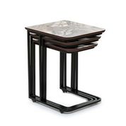 Eekhome Gri Mermer Metal Ayaklı C Zigon Sehpa