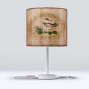 Else Kahverengi Güller Kumaş Başlıklı Salon Modern Abajur