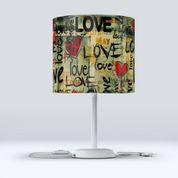 Else Love Yazılar Kumaş Başlıklı Salon Modern Abajur