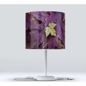 Else Mor Sarı Yaprak Kumaş Başlıklı Salon Modern Abajur
