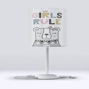 Else Sevimli Ayılı Kız Kumaş Başlıklı Modern Çocuk Odası Abajur