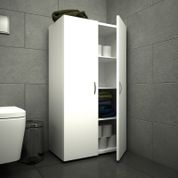 Era Home 2 Kapaklı 4 Raflı Çok Amaçlı Beyaz Banyo Dolabı