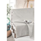 Ev & Ev Home EP-012959 Turkuaz Püsküllü Çizgili Çarşaf