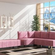 Evdemo Öznur Pembe Puflu Köşe Koltuk Takımı