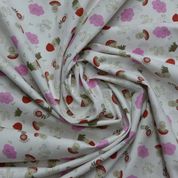 Faal Emprime Poplin Baybnest Mantarlı Kırmızı Kumaş