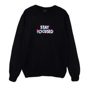 FameStoned Stay Focused Baskılı Siyah Erkek Sweatshirt