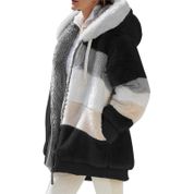 Frdun B08PFWYMK1 Fermuarlı Peluş Kaban