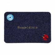 Giz Home Nakışlı-Brode Gri Nazar Boncugu 40x60 cm Kapı Paspası