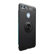 HappyShop Huawei Y7 2018 Siyah Ultra Korumalı Yüzüklü Ravel Silikon Arka Kapak+Nano Cam Ekran Koruyucu
