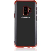 HappyShop Samsung Galaxy J8 2018 Kırmızı 4 Köşe Renkli Laser Silikon Arka Kapak+Cam Ekran Koruyucu