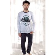 Home Wear 6135 Uzun Kollu Calıfornia Baskılı Erkek Pijama Takımı