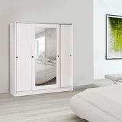 House Line Class Beyaz 4 Kapaklı Sürgülü Aynalı Gardırop
