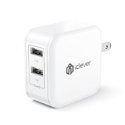 iClever BoostCube 24W SmartID Teknolojisine Sahip Çift USB Duvar Şarj Cihazı, Katlanabilir Fiş, Seyahat Güç Adaptörü iphone Xs / XS Max / XR / X / 8 Artı / 8/7 Artı / 7 / 6S / 6 Artı, iPad Pro Air / Mini ve Diğer Tablet