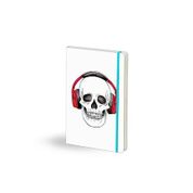 iF-Dizayn Müzik Dinleyen Kurukafa Skull Beyaz Deri Defter
