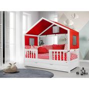 Kanz KMB-KNZ-4190 Beyaz Kırmızı Sienna Montessori 90x190 cm Bebek Karyolası