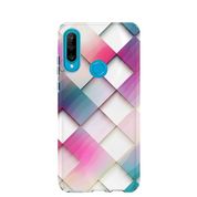 Kılıfland 821 Huawei P30 Lite Colorful Triangle With White Desenli Kapaklı Silikon Cep Telefonu Kılıf