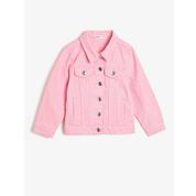 Koton 0YKG57161ODBT4 Düğme Detaylı Kız Çocuk Jean Ceket