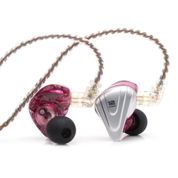 Linsoul KZ ZSX 5BA+1DD 6 sürücü hibrit kulak içi HiFi kulaklık, çinko kaplı ön plaka ve 0,75 mm, 2 pimli çıkarılabilir kablo, Audiophile müzisyenler için (mikrofon, lila)