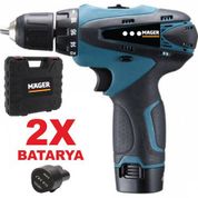 Mager 20 V 3 Ah Çift Akülü Li-on Bataryalı Kutulu Işıklı Vidalama Şarjlı Matkap