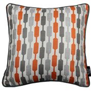 McAlister Textiles Koyu Turuncu Gri Geometrik İskandinav Şerit Desen Dekoratif Kare 49x49 cm Kırlent