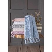 Nella Bej 70x140 cm Kadife Jakarlı Püsküllü Havlu